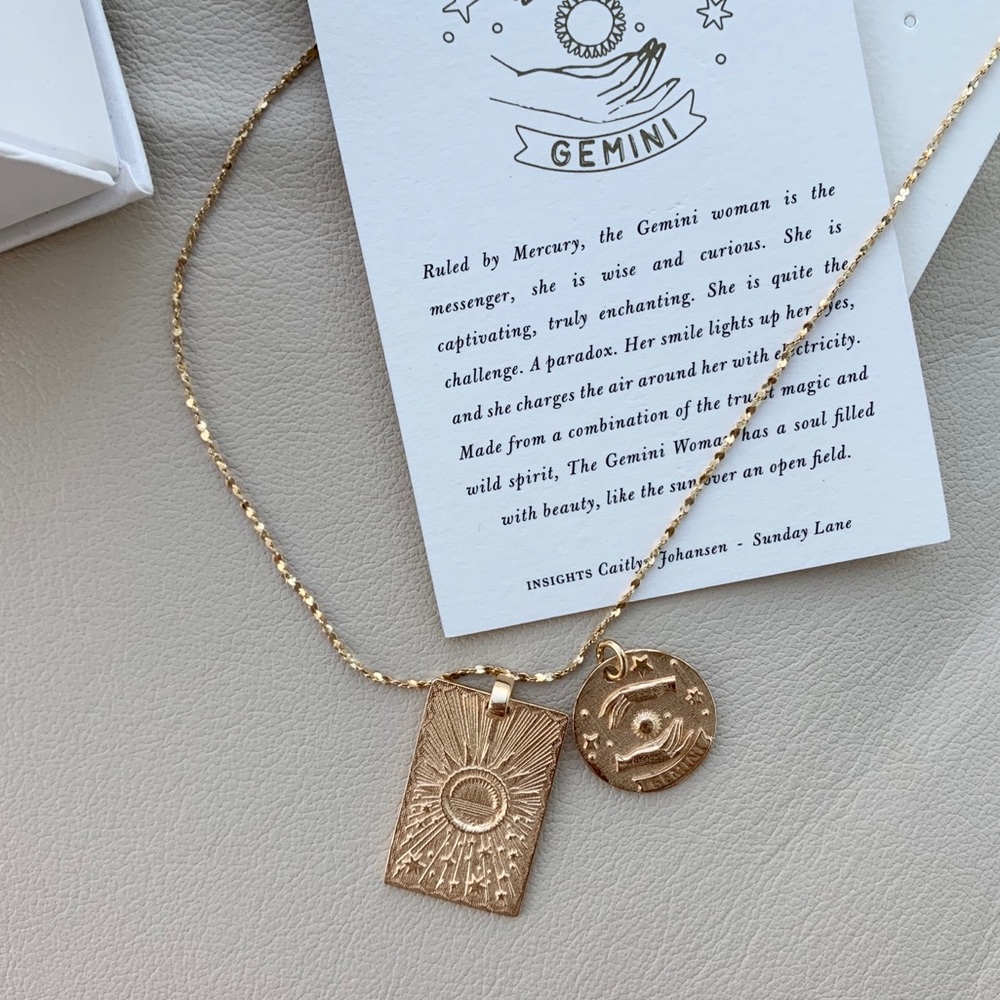 Spell Stargazer Zodiac Necklace - Gemini in Gold